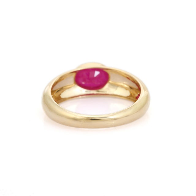 Metal Boho Chic Style Ruby Cocktail Ring Size 6 in 14k Solid Gold For Sale - Image 7 of 11