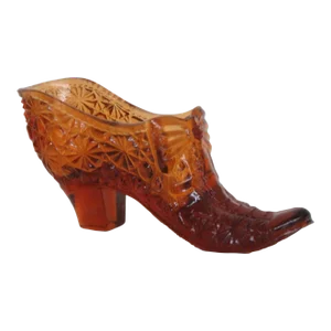 Boyd Daisy and Button Amber Glass Slipper Shoe Figurine