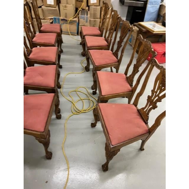 Late 1700s Irish Hand Carved Walnut Chippendale Side Chairs Set of 10 For Sale - Image 9 of 16