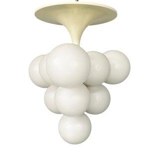 Space Age German Opaline Glass Chandelier attributed to Max Bill for Temde, 1960s For Sale