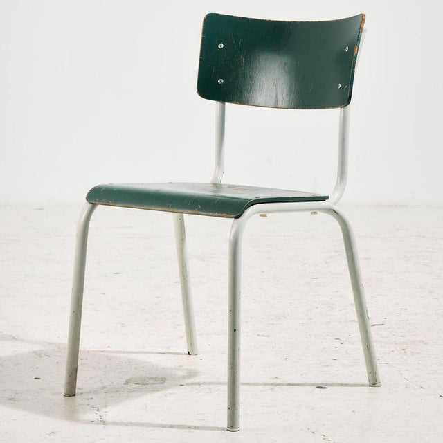 Metal frame chair from the 1970s. The chair is stackable, so it can also be a good choice for space saving. with several...