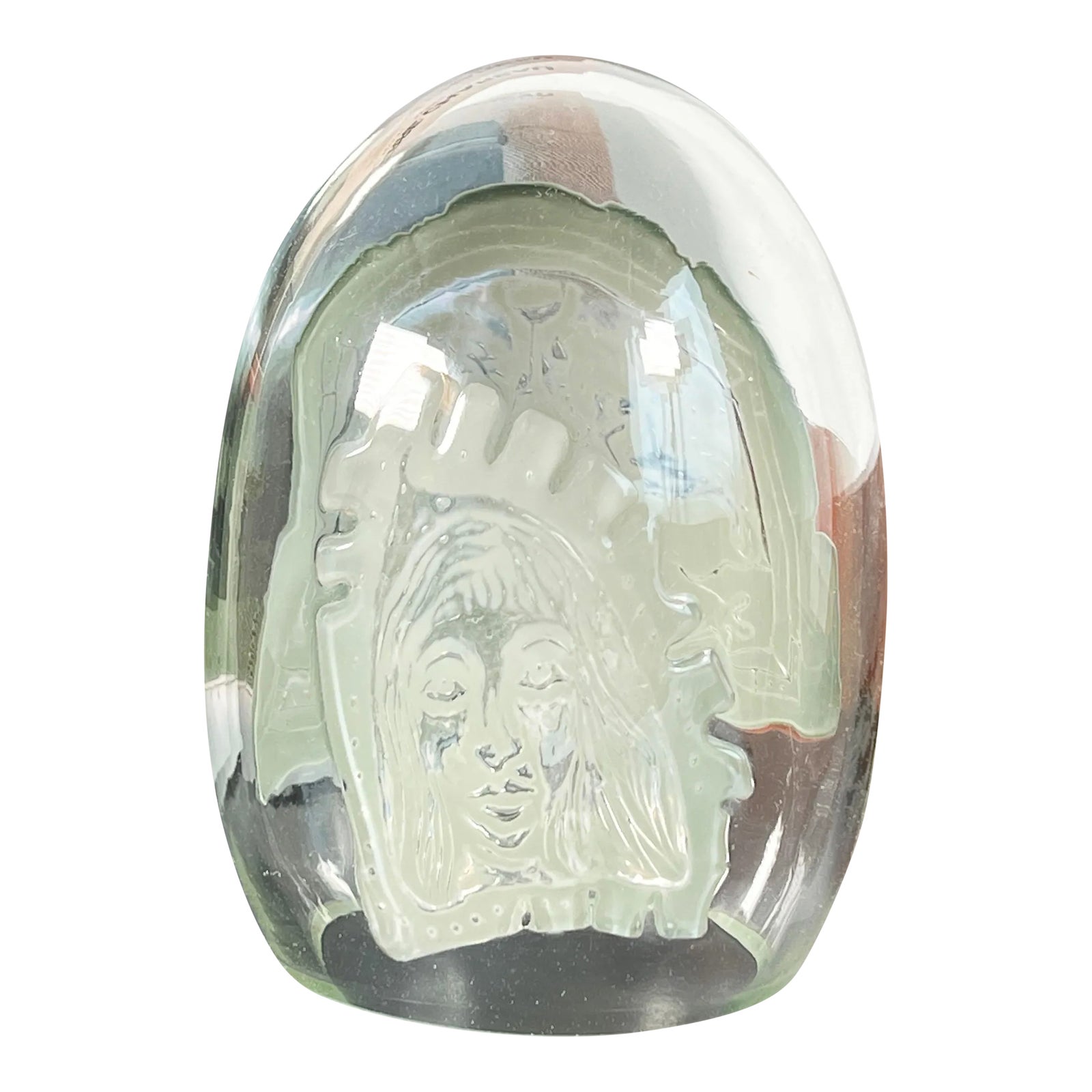 Vintage Mid Century Brutalist Art Glass Egg Sculpture