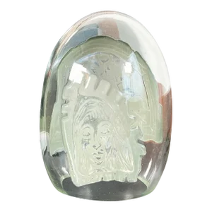 Vintage Mid Century Brutalist Art Glass Egg Sculpture