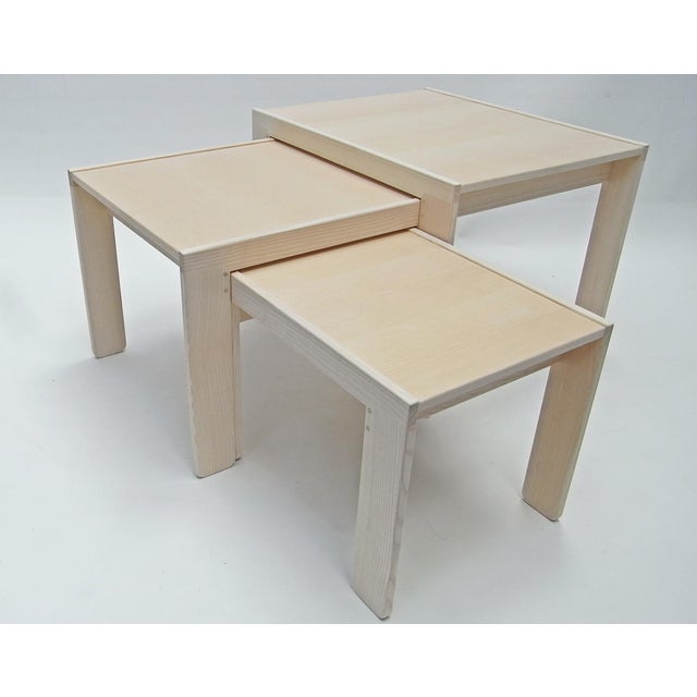 Wood 777 Nesting Tables by Afra & Tobia Scarpa for Cassina, 1998, Set of 3 For Sale - Image 7 of 18