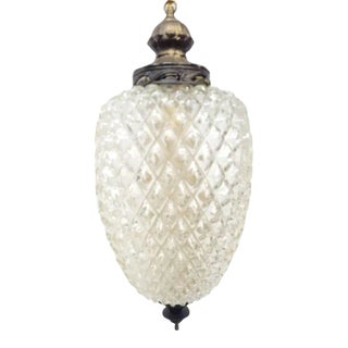 Vintage Pineapple Glass Nemo Signed Swag Hanging Lamp For Sale
