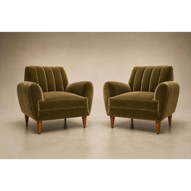 Mid-Century Modern Pair of Brazilian Modern Armchairs in Pau Marfim and Olive Mohair, Brazil, 1960s For Sale - Image 3 of 18