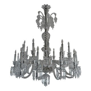 Massive Signed Baccarat 24 Light Two Tier Crystal Chandelier For Sale