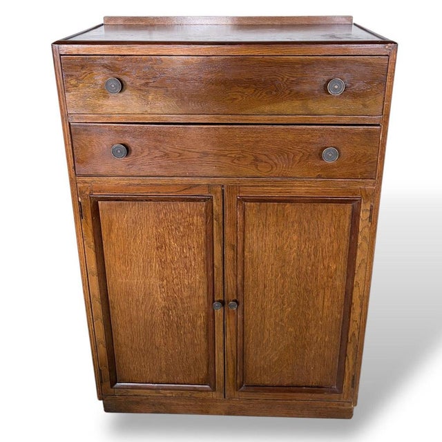 Vintage Arts and Crafts Oak Pantry Cabinet with Drawers, 1950s For Sale - Image 6 of 10