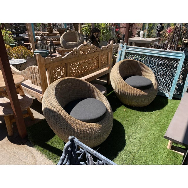 Beige Outdoor Faux Wicker Bubble Chair For Sale - Image 8 of 8
