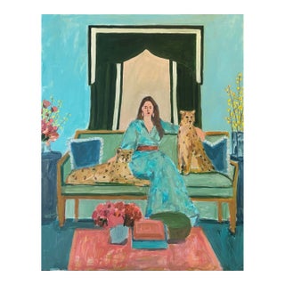“Cheetahs and Forsythia” and Original Painting by Michelle Heimann. For Sale