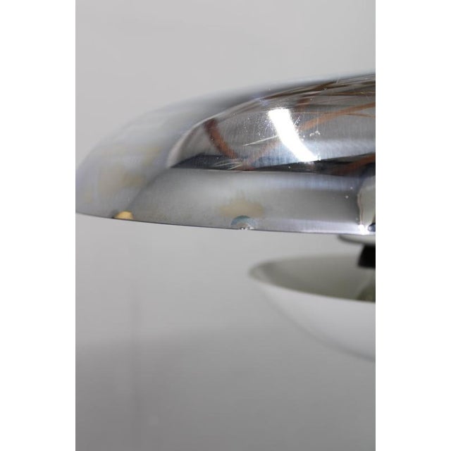 Metal Art Deco Chrome and Opaline Glass Chandelier from Napako, 1930s For Sale - Image 7 of 14