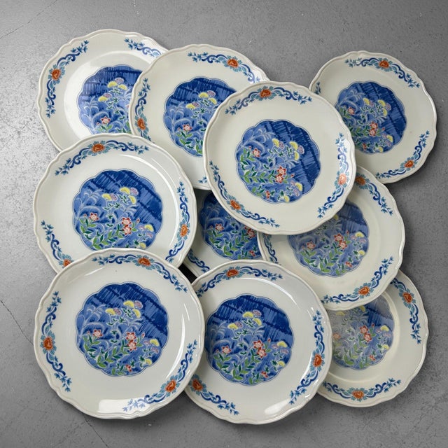 Japanese Porcelain Mino Ware Serving Plates, 1980s, Set of 10 For Sale - Image 15 of 18