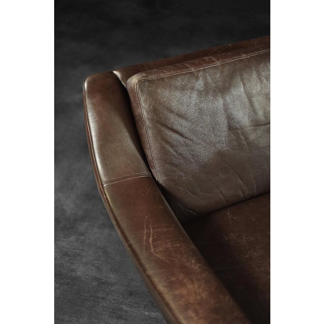 Mid-Century Danish Modern Brown Leather 3-Seater Sofa, 1970s For Sale - Image 14 of 18