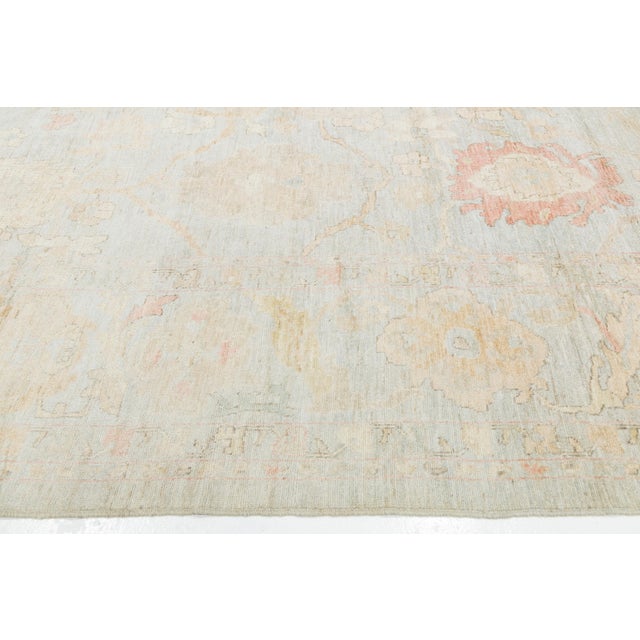 14x19 Contemporary Turkish-Style Oushak Hand-Knotted Wool Rug - Muted Neutral For Sale In New York - Image 6 of 12