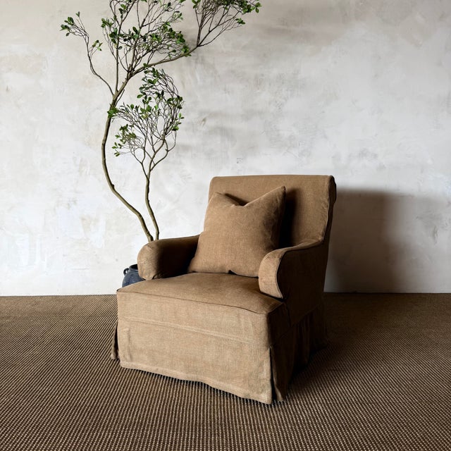 Juliana Slip Covered Chair in Spice Belgian Linen 30″ x 30″ x 39″H Arm Height 21.5″ Seat Height 15″ / Seat Depth 24.5″ /...