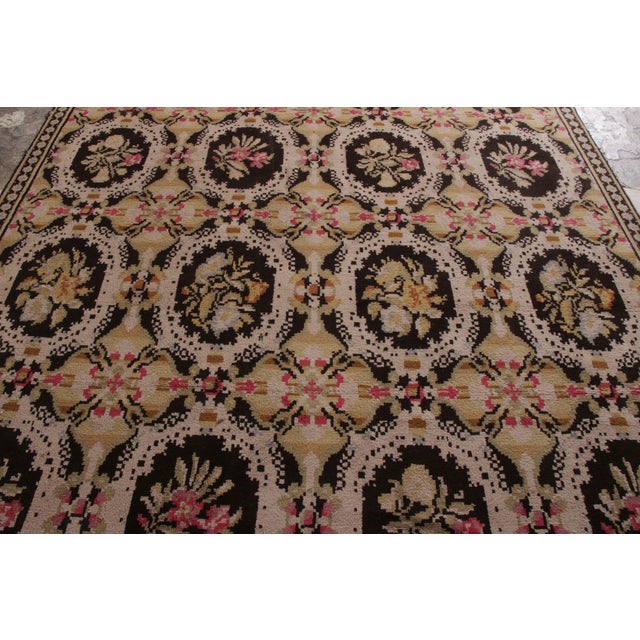Rug & Kilim Vintage Kerman Lavar Persian Rug in Black and Beige-Brown Floral Pattern For Sale - Image 4 of 7