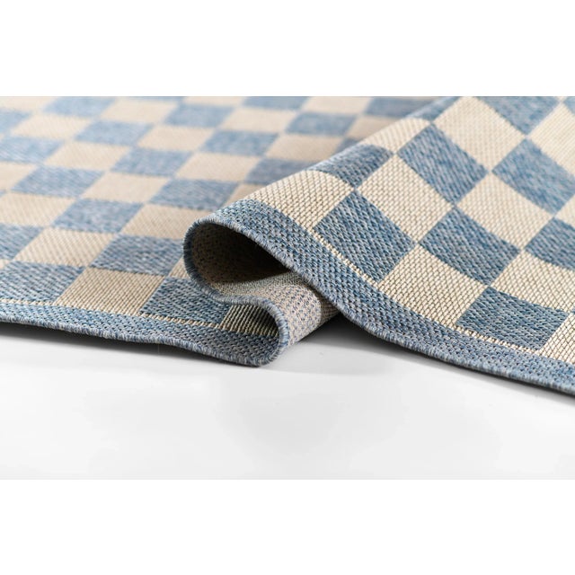 Contemporary Erin Gates by Momeni Saybrook Check Blue Indoor/Outdoor Area Rug 2'7" X 7'6" Runner For Sale - Image 3 of 12