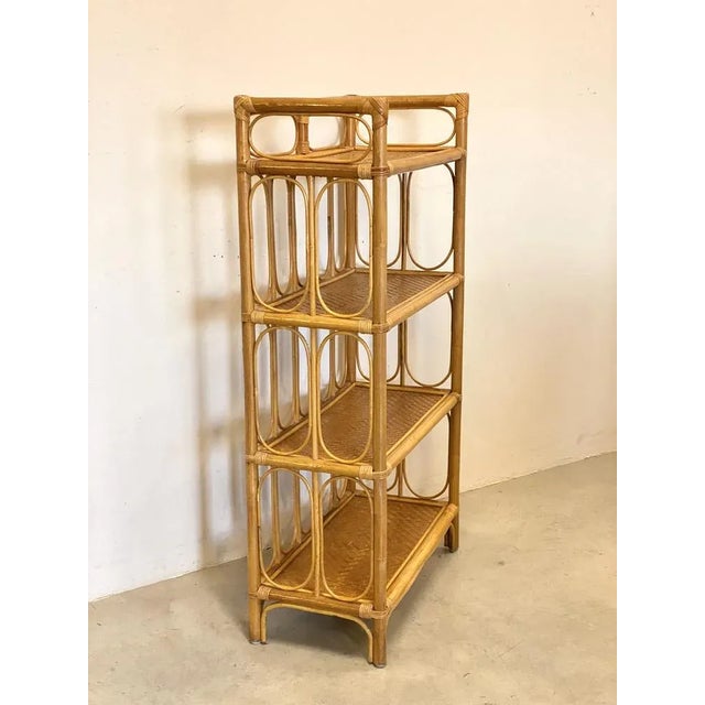 Wood Shelf in Wicker and Bamboo, 1970s For Sale - Image 7 of 10