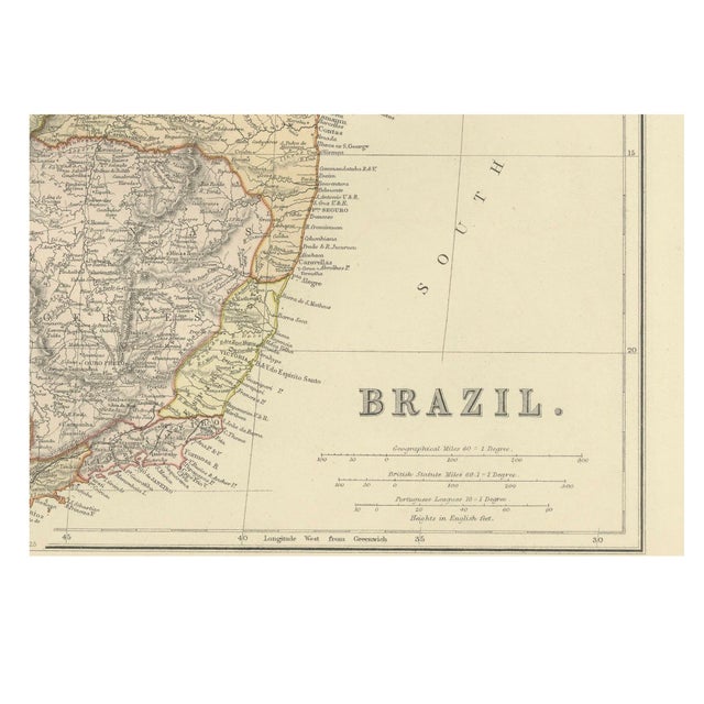 Title: 1882 Map of Brazil: Historic Borders, River Systems, and Coastal Regions : This 1882 map presents a detailed...