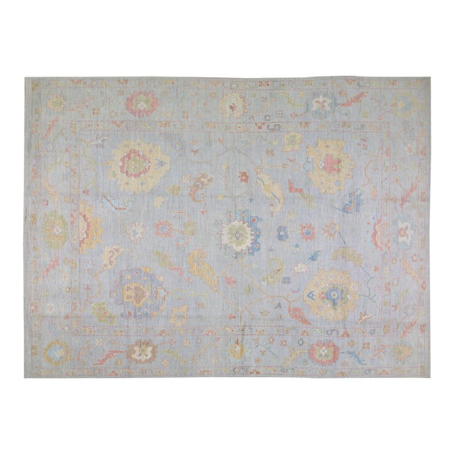 Turkish Oushak Hand Knotted Wool Rug, 10'1"x13'6 For Sale