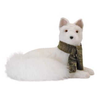Plush Winter Fox Figurine with Scarf For Sale