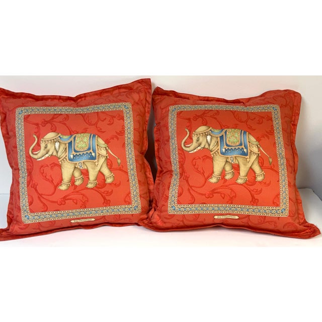 Pair Jim Thompson Thai Silk Elephant Pillows, Tony Duquette Style, circa 1990s Pair of Jim Thompson Thai silk elephant...