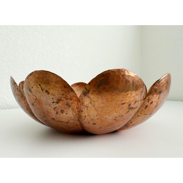 Metal Vintage Scalloped Copper Bowl For Sale - Image 7 of 8