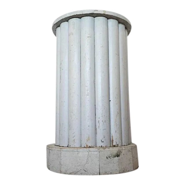 Antique French Distressed Painted Pine Architectural Pedestal Stand For Sale