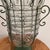 Transparent Large Hand Blown Caged Glass Footed Vase Wrought Iron Frame Scroll Handles For Sale - Image 8 of 12