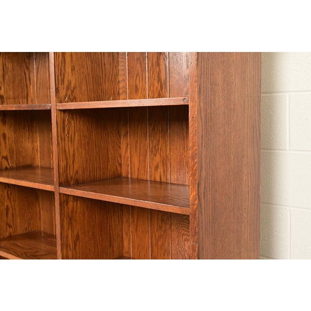 Stickley Mission Oak Arts & Crafts Triple Bookcase For Sale In South Bend - Image 6 of 13