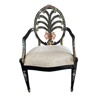 Vintage Hepplewhite Oval Plume Arm Chair For Sale