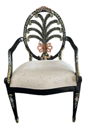 Vintage Hepplewhite Oval Plume Arm Chair