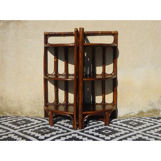 Rattan Corner Shelves, 1980s, Set of 2 For Sale - Image 12 of 18