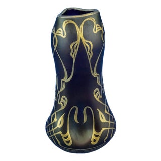 Purple Blown Glass Vase with Gold Decorations by Julius Camillo De Maess, 1890s For Sale