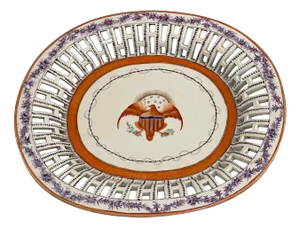 American Market Chinese Export Eagle Armorial Porcelain Oval Reticulated Tray