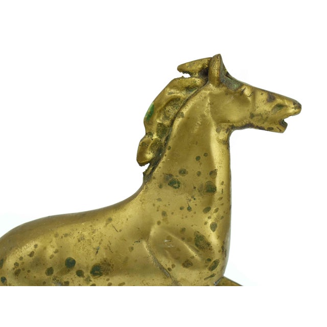 Mid 20th Century Solid Brass Running Stallion Horse Ranch Equestrian Sculpture For Sale - Image 6 of 7