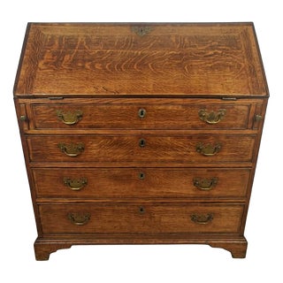 Antique English George III Writing Bureau in Oak, 18th Century For Sale