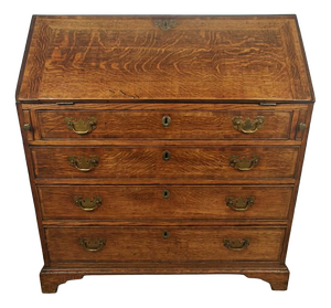 Antique English George III Writing Bureau in Oak, 18th Century