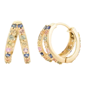 Rainbow Infinite Huggie Hoop Earrings - a Pair