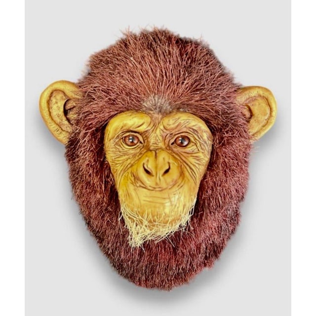 Figurative Anne Andersson, Monkey Head Natural Sisal Fiber Clay Sculpture Chimpanzee Anne Andersson Art, 2009 For Sale - Image 3 of 10