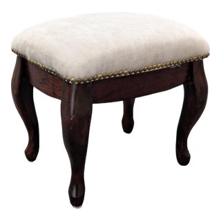 Late 20th Century French Provincial Style Solid Mahogany Wood Footstool For Sale