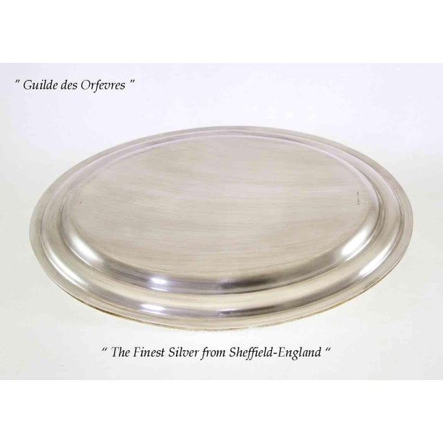 1970’s Vintage/New Oval Platter With Bead Pattern, Applied Border Silverplated For Sale - Image 4 of 11