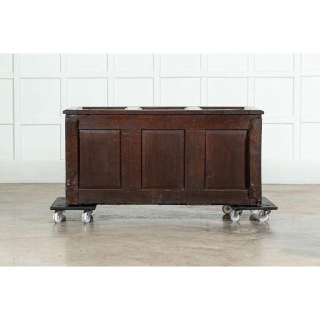 Early 18th Century English Oak Carved Coffer, 1720s For Sale - Image 16 of 17