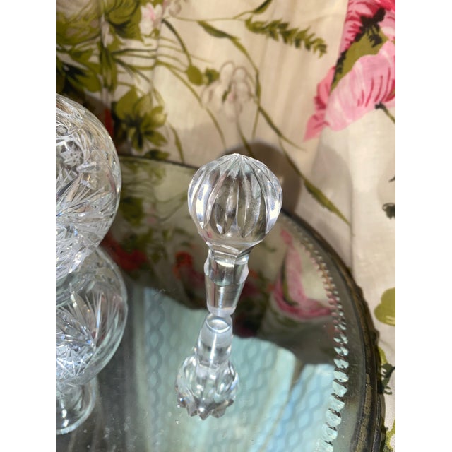 Antique Cut Glass Pinwheel Star Pattern Perfume Decanter With Stopper. For Sale - Image 10 of 11