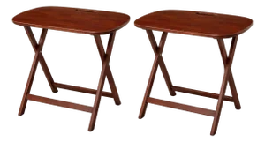 Mid 20th Century Folding Snack Tables With Carry Handles – Pair