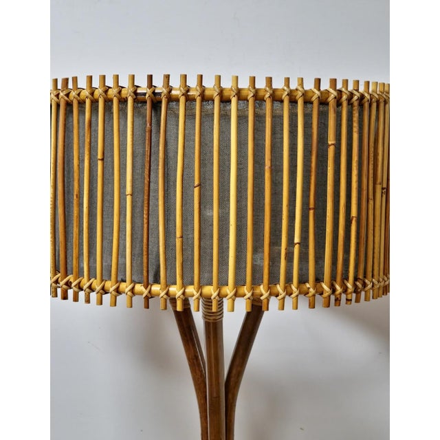 Wood Mid-Century Modern Italian Bamboo and Rattan Floor Lamp, 1960s For Sale - Image 7 of 11
