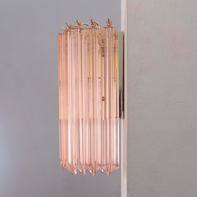Vintage Italian Wall Lamps with Murano Glass Pink, 1990s, Set of 2 For Sale - Image 6 of 13