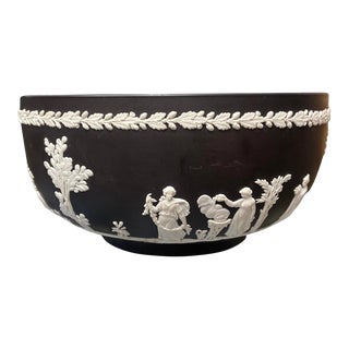 1970s Vintage Wedgwood Black Jasperware Large Bowl. For Sale