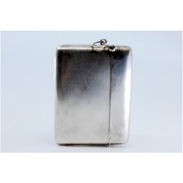 Metal Plain Square Silver Matchbox with Hinged Lid For Sale - Image 7 of 11
