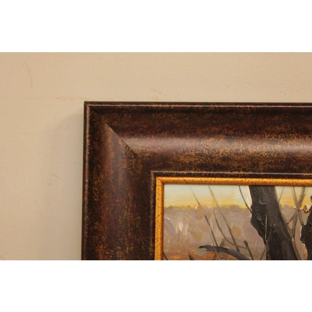 Luo Hong Impressionist Style Oil Painting, Late Fall Landscape For Sale - Image 10 of 12